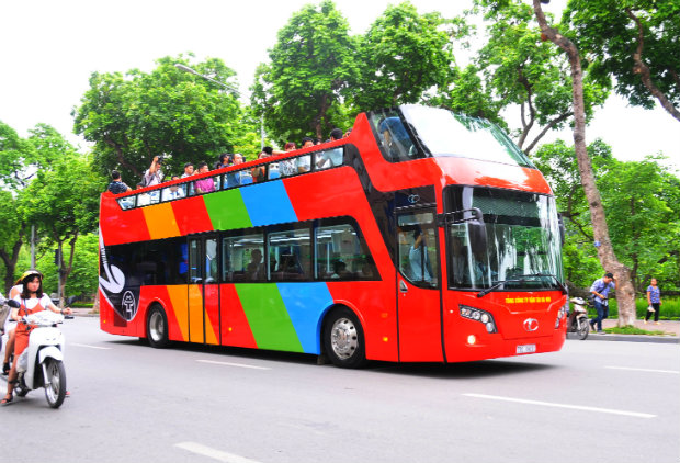 Double-decker bus brings new color to Hanoi tourism